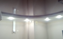 Двухуровневый натяжной потолок в кухню